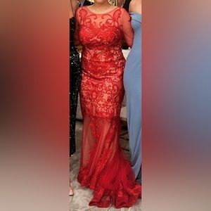 Red lace dress price negotiable